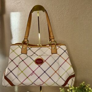 Coach White Multicolor Plaid Shoulder Bag